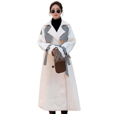 China Others autumn and winter temperament lapel sleeve long stitching long woolen coat for sale