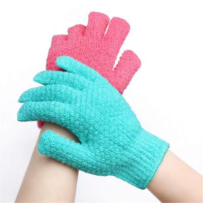 China EXFOLIATE Deliwear Nylon Heavy Exfoliating Body Rubbing Gloves For Massage Shower Spa Hydro for sale