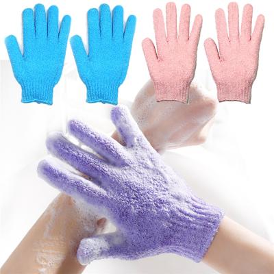 China EXFOLIATE Deliwear High Quality Nylon Loofah Deep Clean Body Scrubs Exfoliating Gloves For Shower for sale