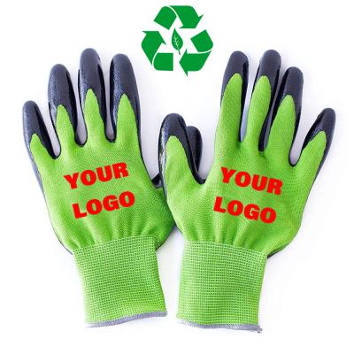 China Deliwear Natural Antibacterial Garden Work Bamboo Gloves Shell Nitrile Dipped Thorn Proof For Landscaping for sale