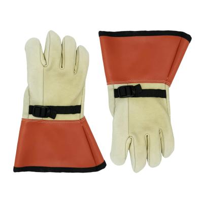 China Offer excellent comfort and protection. Deliwear Protective Leather Lineman High Voltage Electrical Gloves For Work Duty Electrician for sale