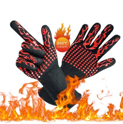 China Five Finger For Cooking 1472 Silicone BBQ Gloves Fit F Fire Grill Gloves Safe Extreme Heat Resistant Oven Gloves Non-Slip Non-Slip For Grilling Cooking for sale