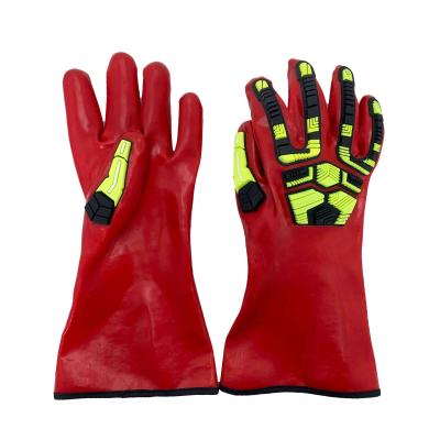 China Waterproof Fully Dipped Anti Alkali Acid PVC Gloves Anti Heat Impact Oil Gas Gloves tpr Rubber Waterproof Work Gloves For Industry for sale