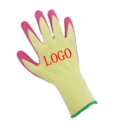 China Custom Made Lightweight Pink Yellow Women Work Gloves Latex Logo Latex Safety Gloves Anti Abrasion for Maintenance Equipment Repair for sale