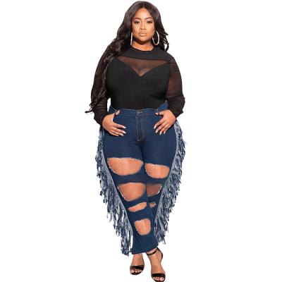 China Breathable fat women plus size jeans personality women fat plus size jeans for sale