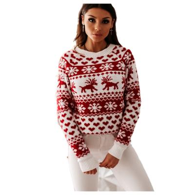 China 2021 ropa de navidad women breathable christmas sweater long sleeve knitted warm navidad pull for sale