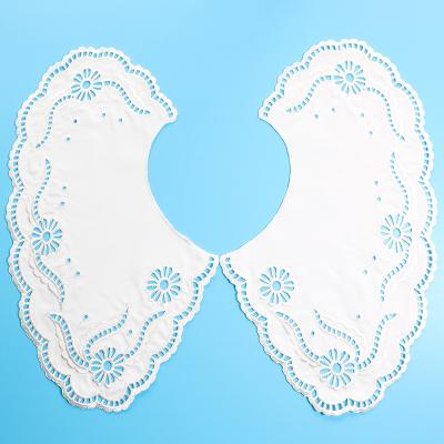 China fashion 3D Applique waist garment COTTON neck lace pattern collar large applique embroidery neckline lace collar applique for dress for sale