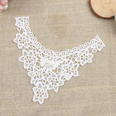 China Handmade 3D Applique with Beads Guipure Lace Collar Lace Patches Sewing Applique Embroidered Lace Pattern Applique for Dresses for sale