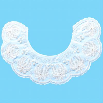 China latest 3D Neckline Trim Applique Guipure Neck Lace Patches Sewing Applique Embroidered Lace Collar Applique for dres for sale