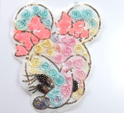 China new design 3D fashion garment accessory applique for micky patch organza belle apparel embroidery patch animal sequin for sale