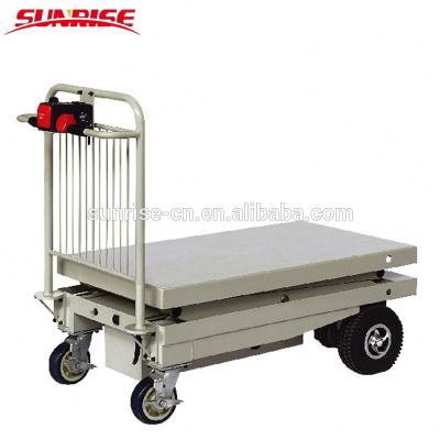 China Garment Shop Electric Scissor Lift Table Double Scissor Truck / Hand Truck Platform for sale