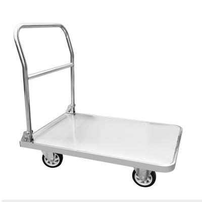 China Factory Price Stainless Steel Folding Hand Truck High Quality Flat Heavy Duty Trolley Trolley Foldable Hand Truck For Warehouse for sale