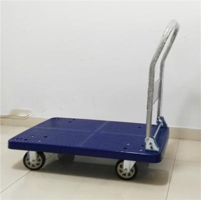 China Folding Hand Trolley Factory Cheap Price Heavy Duty Platform Carts Four Tire Foldable Hand Trolley 300kg Capacity for sale