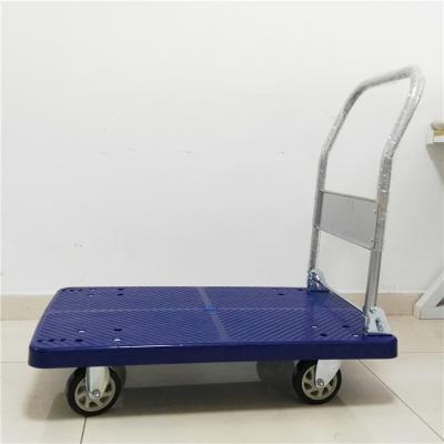 China Hand Cart Guangzhou Manufacturer Folding Foldable Platform Trucks 4 Wheels Hand Trolley Trolley For Industrial for sale