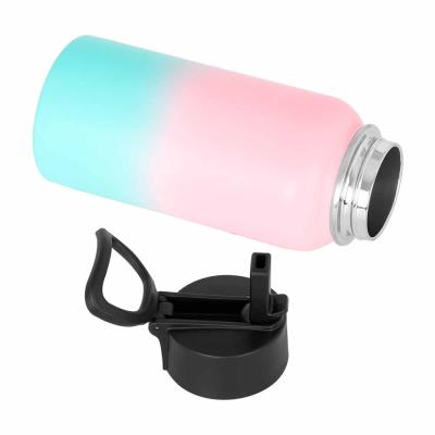 China PORTABLE Wide Mouth Outdoor IPowder Coated Double Walled Vacuum Insulated Stainless Steel Sports Water Bottles With Straw for sale