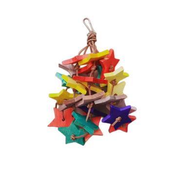 China Viable Bird Toys Chew Pentagram Parrot Chew Toy Bird Cage Accessories Wooden Bird Supplies for sale