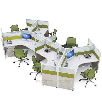 China Modern Maintain.environmental Size Call Center Office Workstation 6 Seat Workstation Compartment Custom Glass Office Partition Fabric for sale