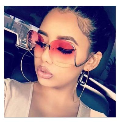 China Fashion Sunglasses 2023 Brand Designer Newest Fashion Rimless Trendy Colorful Lens Women Sun Glasses Oversize Shades Sunglasses 2021 for sale