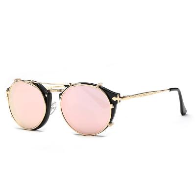 China Fashionable KDEAM Steampunk Alloy Frame Detachable Sunglasses Men Round Sun Glasses Women for sale