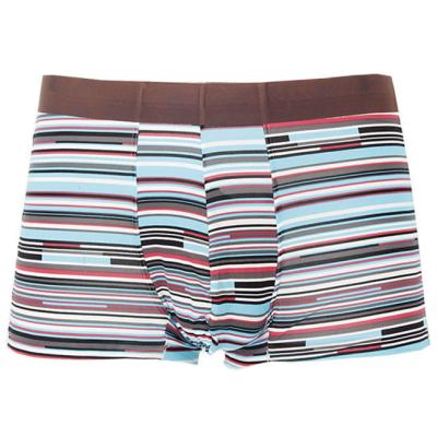 China Striped Pattern Antibacterial Quick Dry Colored Soft Elastic Seamless Men's Breathable Boxer Shorts With Logo for sale