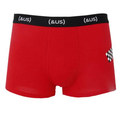 China Custom Basic Antibacterial Stretch 100% Cotton Knit Basics Panties Underwear Red Boxer Brief for sale