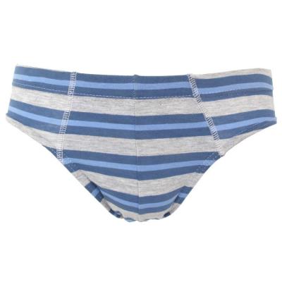 China S-XL Antibacterial Striped Cotton Blue Slim Mid Waist Men's Breathable Underwear Briefs Youth Man Panties for sale