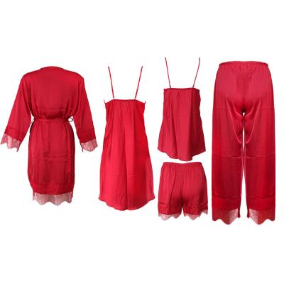 China Autumn And Winter Custom Gold Velvet QUICK DRY Pajamas Set Sexy Four-Piece Velvet Nightgown Women's Suspender Nightgown New for sale