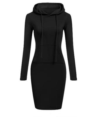 China Women Three Quarter Sleeve Fit Long Hooded Sweater Simple Sexy Slim Breathable Fashion New Over - The Knee Dress Sweater for sale