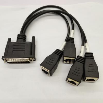 China Multimedia Customized Production DB25 4*RJ45 To Cable One Four RJ45 To Female Cable RJ45 To Female DB25 Modular Adapter Black for sale