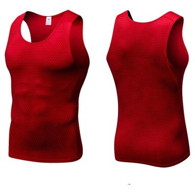 China Antibacterial Mens Sports Training Vest Basketball Stretch Compression Gym Tank Top for sale