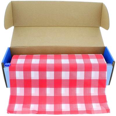 China Oilproof Disposable Plastic Table Cover Roll 54in x 300 Feet With Convenient Slide Cutter for sale