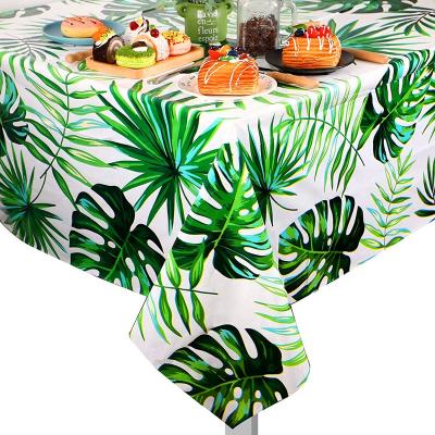 China Oilproof Luau Decorations Rectangular Hawaii Palm Leaves Table Cover Waterproof for sale