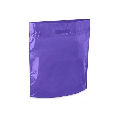 China Large Size Custom Printing Die Cut Punch Handle Plastic Bag For Clothes Packing, Grocery Store, Bookstore for sale