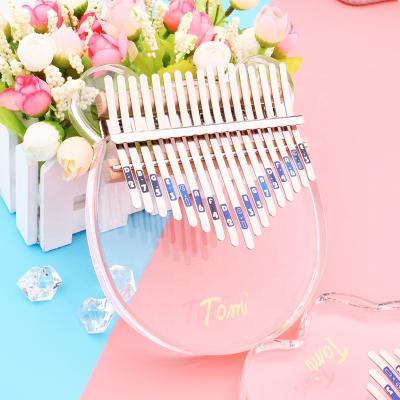 China Popular crystal clear transparent main finger piano acrylic Tomi plate kalimba 17 inch piano thumb piano karimba instrument for sale