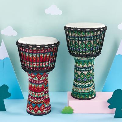 China The sheeps clothing 8 Inches Portable Goat Leather African Drum Djembe Hand Drum with Colorful Art Patterns Percussion Musical Instrument for sale