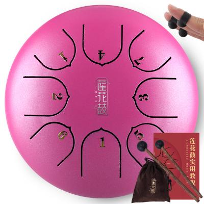 China Multifunctional All-in-one Type Confucian Musical Instrument 6 Inch Drum Tongue Empty Lotus Drum Music Education Work 8 Tone Keys Relax Drum for sale