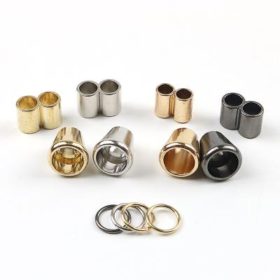 China Custom Engraved Bell Stopper Metal Cord Rope End Lock Nickel Free Zinc Alloy Custom Stopper for sale