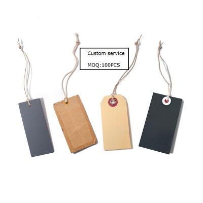 China Sustainable Custom Recycled Kraft Paper Shoes Jeans Garment Bags Luxury Emboss Elastic Aluminum Foil Rope Twine Swing Clothing Price Hang Tags for sale