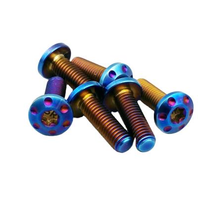 China Flower Inner Pan Titanium Alloy Motorcycle Modified Plum Head Bolt GR5 Burnt Blue Fastener for sale