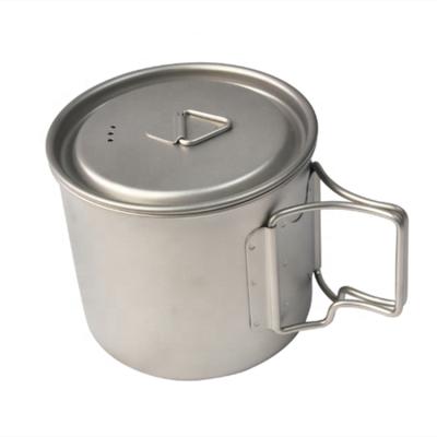 China Folding Single Layer Healthy Portable Outdoor Camping Boiling Titanium Titanium Cup for sale