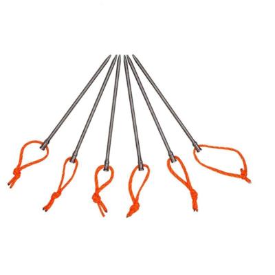 China Heavy Duty Lightweight Gr5 Titanium Alloy Outdoor Camping Tent Curvature Nails Pegs Stakes forGravel Sands Reed for sale