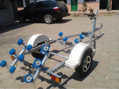 China Wobbly rollers small boat trailer with aluminum wheel for sale