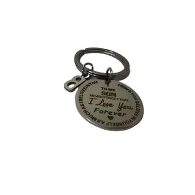 China Round Metal Promotion Stainless Steel Metal Key Chain Lettering Modern Key Chain Metal Key Chain for sale