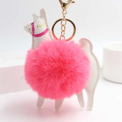 China Alpaca Key Chain Small Alloy Woolen Ball Key Chain Bag Plush Toy Pendant Wool Ball Ornaments Alpaca Doll Key Chain for sale