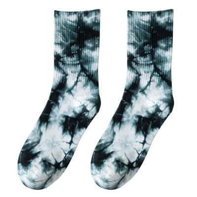 China Sustainable Tie Dyed Long Tube Cotton Socks Ins Street Socks Hip Hop Sports High Socks for sale