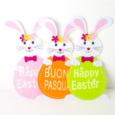 China New Fabric Easter Letter Rabbit Happyeaster Easter Creative Painted Hanging Decoration for sale