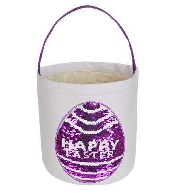 China HAPPY PLOYSTER Easter Bucket Flip Sequined Egg Basket Easter Bunny Bag EASTER for sale