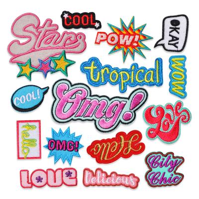 China Fashion DIY Cartoon Title Letter Logo Embroidered Cloth Sticker Clothing Accessories Patch Cloth Sticker Handmade for sale