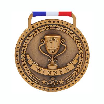 China Europe Souvenir 3D Professional Custom Sports Stamping Antique Gold Bronze Metal Medal for sale