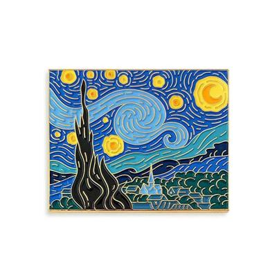 China art & Metal Collectable Craft Maker Wenzhou Sky Painting Collection Square Starry Pin for sale